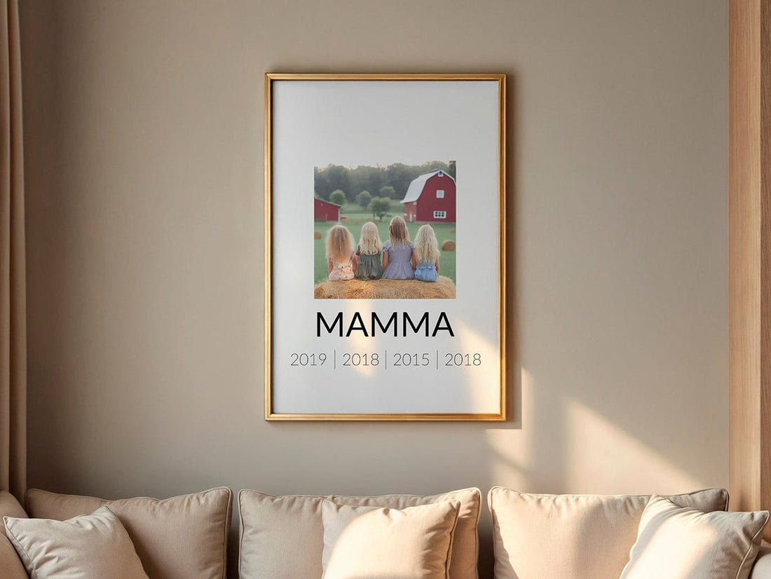 Mockup av personlig mamma poster med barnfoto – morsdagspresent