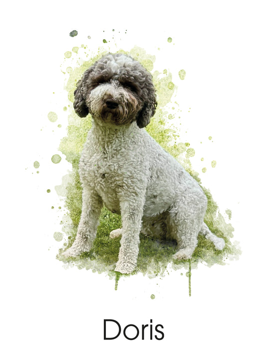Custom pet watercolor portrait poster